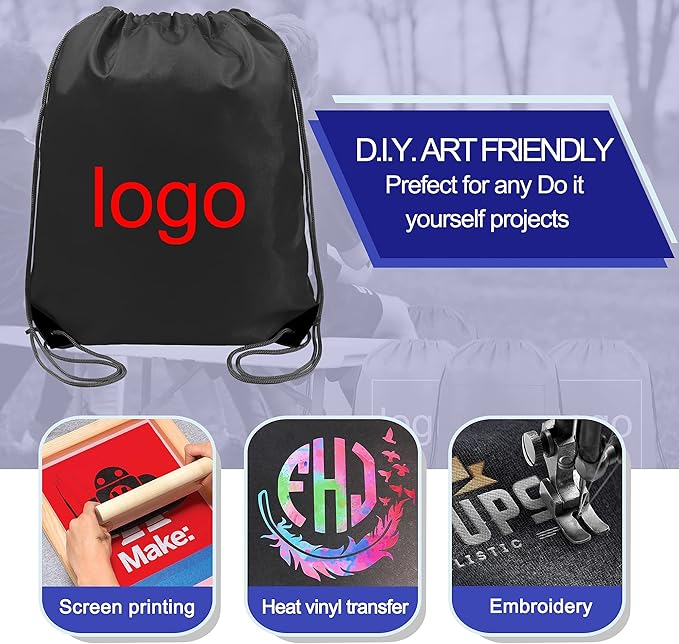 BeeGreen Drawstring Backpack Bags 20,30,50 Packs Reflective String Bags for Gym Sport Trip Cinch Sack DIY for Women Men