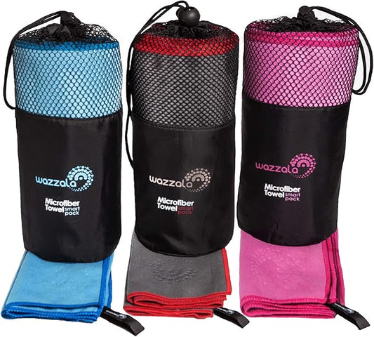 Premium Microfiber Sports, Camping & Travel Towel - Includes Bonus Small Hand, Face Sports Towel and Mesh Bag. Quick-Dry, Compact. with Hook. XL Large (55 x 27 inches)
