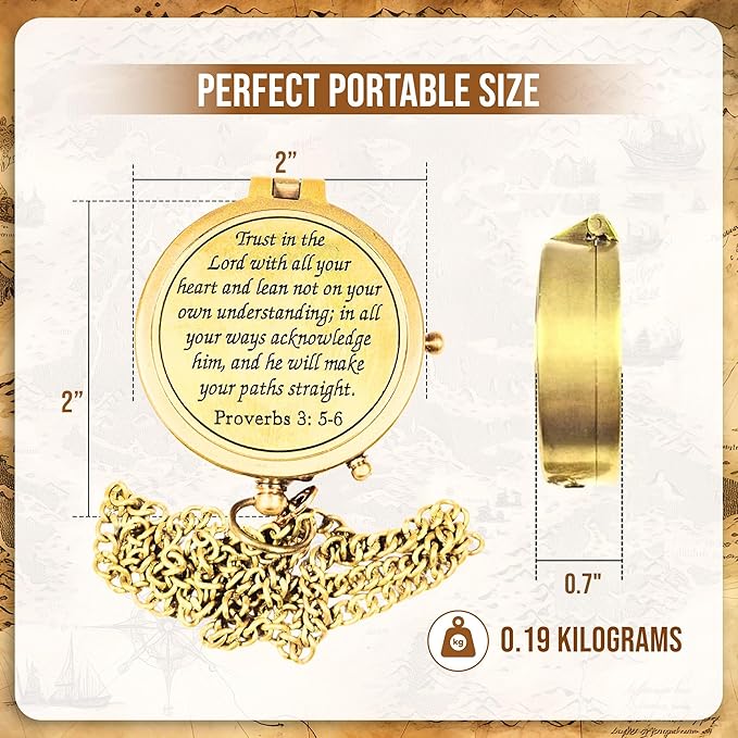 Brass Compass, Birthday Christmas Graduation Day Gift for Teenage Boys Girls Men Women