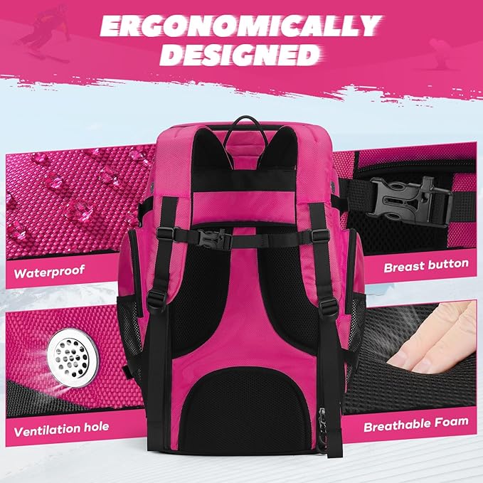 Maelstrom Ski Boot Bag,55L Large Ski Boots Travel Backpack for Men Women,Waterproof Snowboard Boot Bag for Skis Accessories