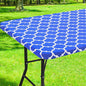 Smiry Rectangle Picnic Table Cover, Waterproof Elastic Fitted Camping Tablecloths for 5 Foot Tables, Wipeable Flannel Backed Vinyl Tablecloth Protector for Indoor, Outdoor (Blue, 36x60 Inches)