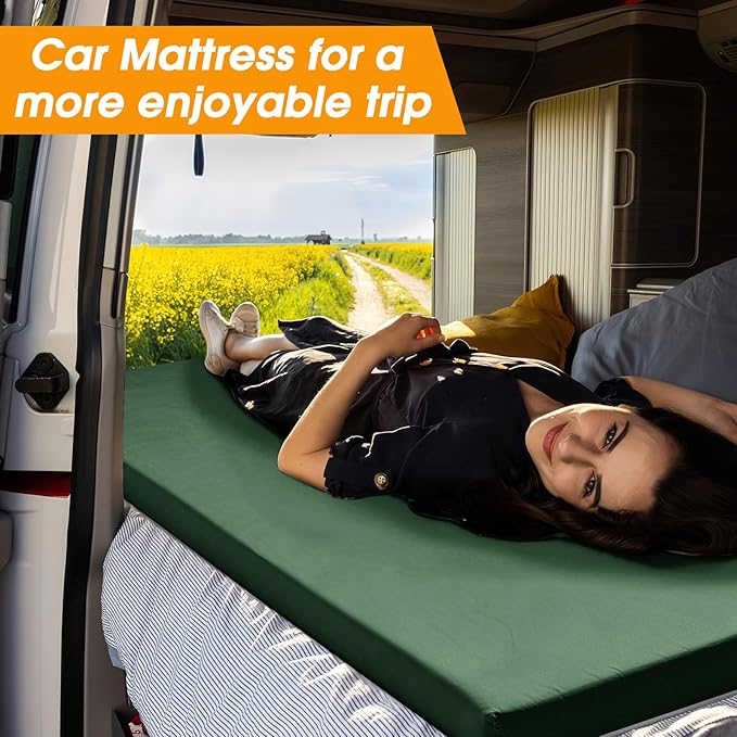 CYMULA Camping Cot Mattress 2in Memory Foam Sleeping Pad,Soft Warm Non-Slip Camping Mattress Topper with Retaining for Adults,Portable Roll up Mattress Pad for Travel (75 x30)（only Mattress）