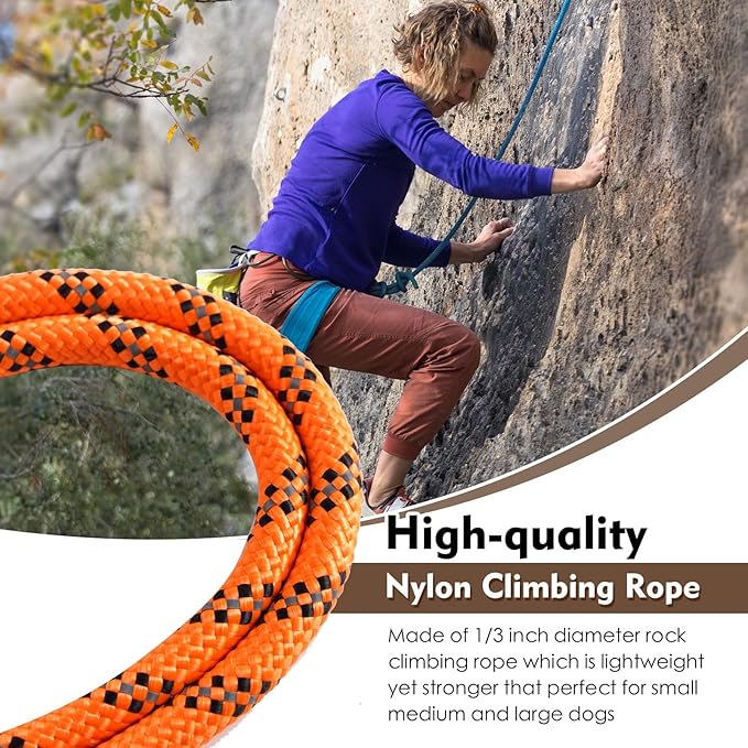 Snagle Paw Dog Runner for Yard 3 in 1, 75FT Dog Training Leash with Handle for Small Medium Large Dogs, Reflective Rope Dog Tie Out Cable with Carabiner for Yard,Park,Camping (Orange for 1 Dog)