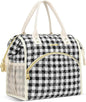 LOKASS Insulated Lunch Bag Women- Reusable 10 L Lunch Box for Women - Leakproof Tote Cooler Bag for Adults Work, Beach, Travel, Picnic （Black&White Diamond Grid）