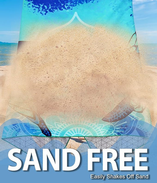 Microfiber Beach Towel – Quick Dry Lightweight Sand Free Oversized Large Towel Accessories Swim Pool Yoga Camping Summer Cruise Ship Essentials Compact Sandproof Gift (River Shell Sunset,71" 32")