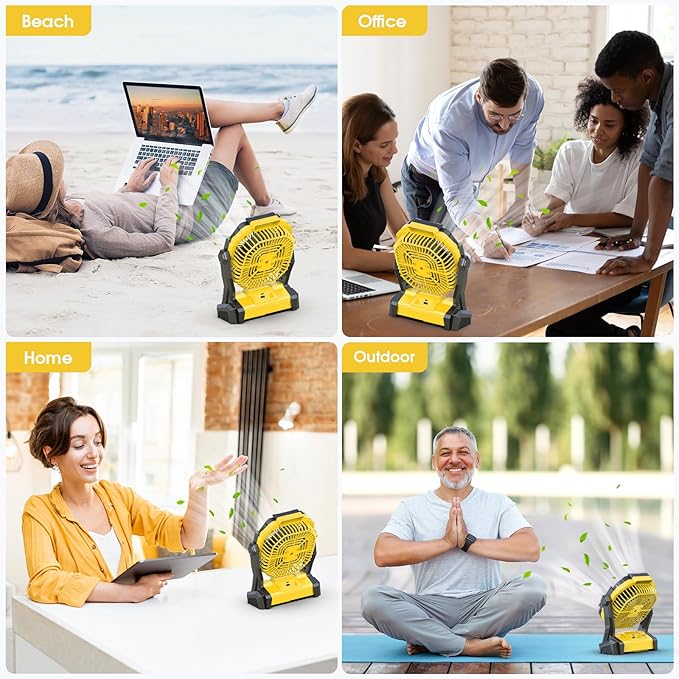 Portable Fan Rechargeable, 20000mah Cordless Battery Powered Fan with LED Lantern, USB Battery Operated for Travel Bedroom Home Camping Tent Office Beach Desk Picnic Fishing Table