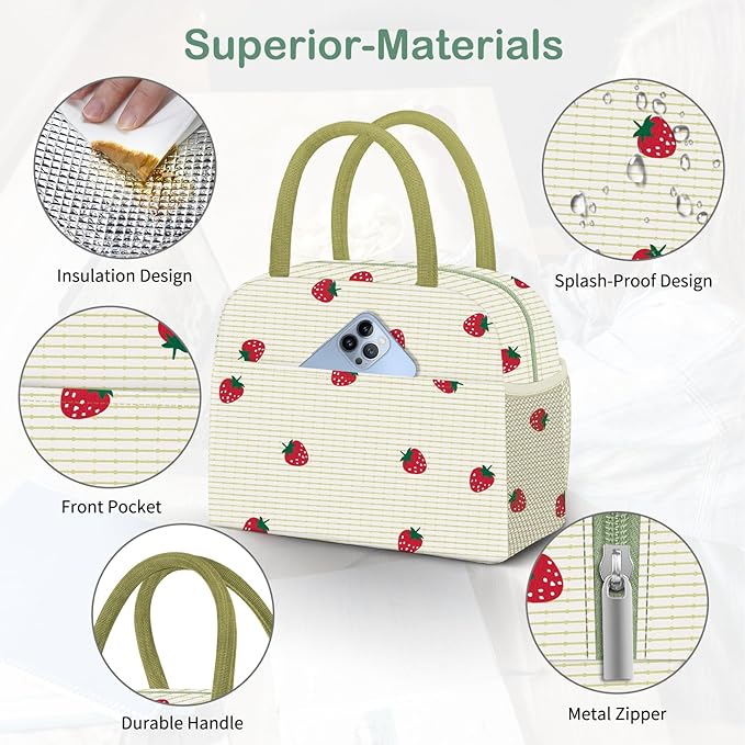 Lunch Bag Lunch Box for Women Men Reusable Insulated Lunch Tote Bag, Handbags Case High Capacity for Travel Work Picnic