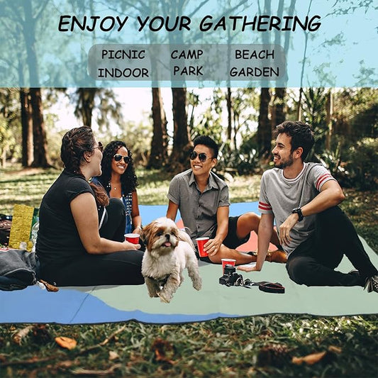 Picnic Blankets, 3-Layer Thicking Outdoor Camping Blanket, Extra Large 80"x 80" Outdoor Beach Blanket, Waterproof Lightweight Folding Portable Travel Blanket(Tiger Mountain)