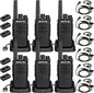 Retevis RT68 Two Way Radios with Earpiece, Heavy Duty Walkie Talkies for Adults, Compact 2 Way Radio Long Range Rechargeable with USB Charging Base, for Restaurant Church Security School (6 Pack)