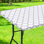 Smiry Rectangle Picnic Table Cover, Waterproof Elastic Fitted Camping Tablecloths for 6 Foot Tables, Wipeable Flannel Backed Vinyl Tablecloth Protector for Indoor, Outdoor (White, 36x72 Inches)