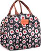 Lunch Bag for Women & Men Adult Insulated Lunch Box, Small Leakproof Cooler Food Lunch Containers Reusable High Capacity Lunch Tote Bags for Work, Travel, Outdoor (Red Flower)