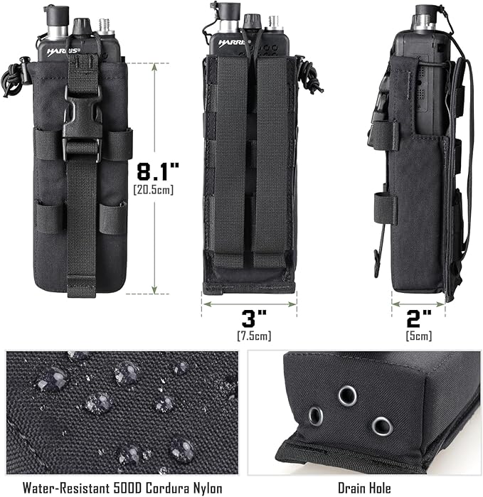 Tactical Radio Holster, Molle Radio Pouch Radio Holder of Single-Handed Operation for Duty Belt Vest Compatible with PRC 152/148 Mainstream Military Intercom Models