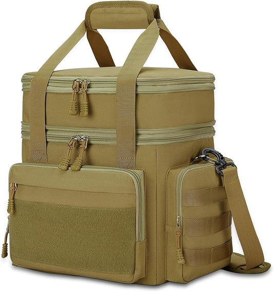 Tactical Lunch Box for Men, Brown, Nylon, Large Capacity, Multi-Pocket, Insulated, Water-Resistant, Leakproof, Tactical Design