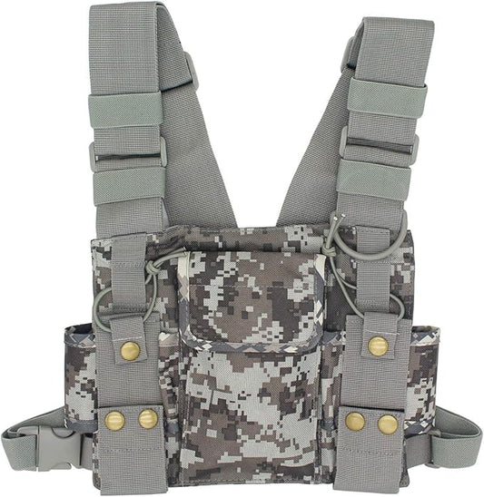 Universal Radio Harness Chest Rig Bag Pocket Pack Holster Vest Fluorescent Green for Two Way Radio