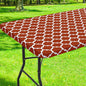 Smiry Rectangle Picnic Table Cover, Waterproof Elastic Fitted Camping Tablecloths for 4 Foot Tables, Wipeable Flannel Backed Vinyl Tablecloth Protector for Indoor, Outdoor (Rust, 30x48 Inches)
