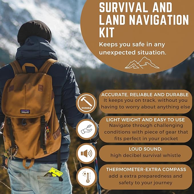 Pack of 2 Orienteering Compass Hiking-Compasses boy Scout Kids- Magnetic Gear Set Navigation map- Brujulas orientacion-Backpacking Camping Hunting Survival.