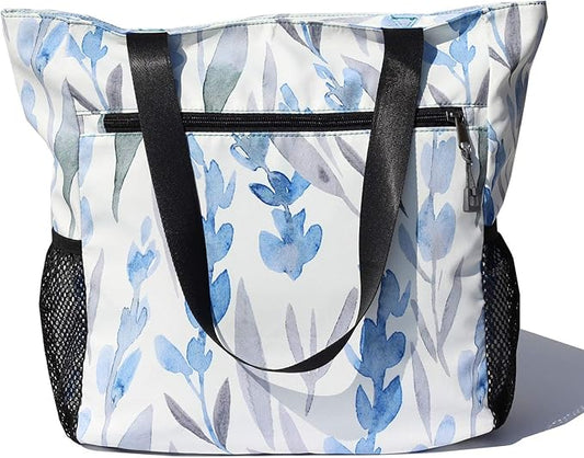 ESVAN Original Floral Water Resistant Large Tote Bag Shoulder Bag for Gym Beach Travel Daily Bags Upgraded