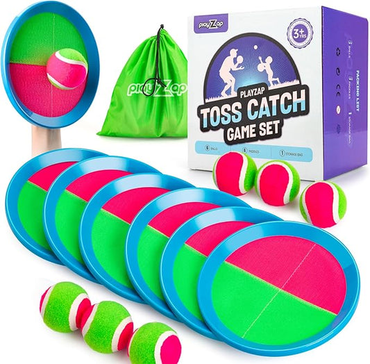 Toss and Catch Ball Set - Indoor Outdoor Toys for Kids Games - Outside Yard Pool Beach Toys for 3 4 5 6 7 8+ Years Old Boys Girls - Classic Birthday Gift - 6 Pack Pink