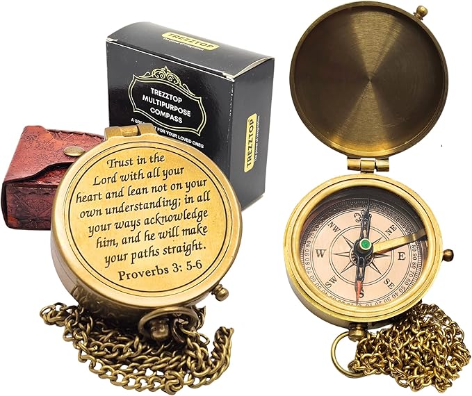 Brass Compass, Birthday Christmas Graduation Day Gift for Teenage Boys Girls Men Women
