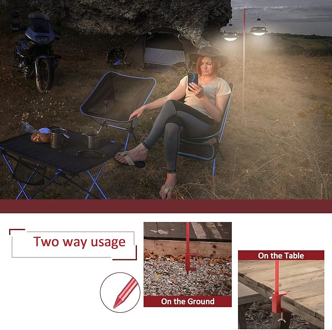 Collapsible Camping Lantern Stand Folding Lamp Pole Lightweight Portable Outdoor Lamp Post Aluminum Alloy Hanging Light Holder for Camping,Fishing