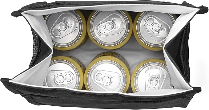 Insulated Lunch Bag for Men and Women - Rolltop Lunch Box with 2 Side Mesh Pockets and 1 Exteral Slip Pocket (Black)