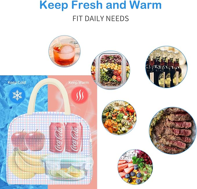Lunch Bag Women, Lunch Box for Women Men Reusable Insulated Lunch Tote Bag, Handbags Case High Capacity for Travel Work Picnic