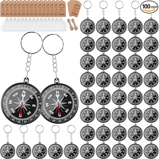 Soaoo 302 Pcs Mini Compass Set,Wedding Favors Set Compass Souvenir Present Nautical with Kraft Tags and White Organza Bag for Guests Birthday Wedding Nautical Travel Party Souvenir Gift Favors
