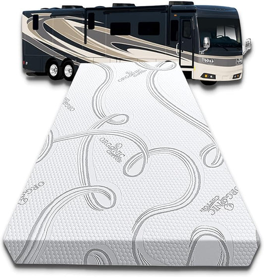FoamRush 6-Inch Bunk (42" x 80") High Density Foam RV Mattress Replacement with Cotton Cover, Medium Firm, Pressure Relief, Travel Camper Trailer Truck, Made in USA, CertiPUR-US Certified