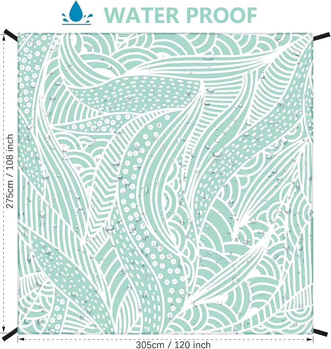 Beach Blanket, Sandproof Beach Mat, Waterproof Quick Drying Lightweight Outdoor Picnic Mat 120"x108" for 2-8 Adults with Pocket for Travel, Camping, Hiking