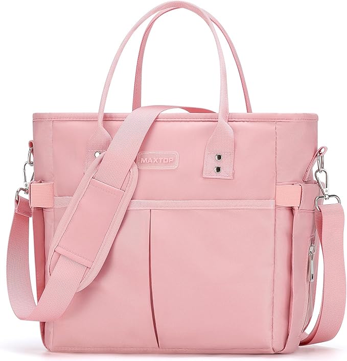 MAXTOP Lunch Bag Women for Work Insulated Thermal Lunch Box with Wide-Open Pocket Reusable Leakproof Cooler Bags with Removable Shoulder Strap for Teacher Nurse Office Picnic Travel Pink