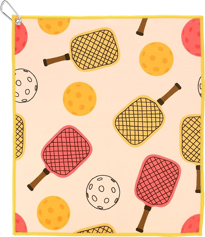 Millie Rose Pickleball Towels in Fashionable Prints - Cute 15x17 inch Microfiber & Cotton Athletic Towels with Carabiner Clip - Pickleball Accessories, Pickleball Gifts (OPA!)