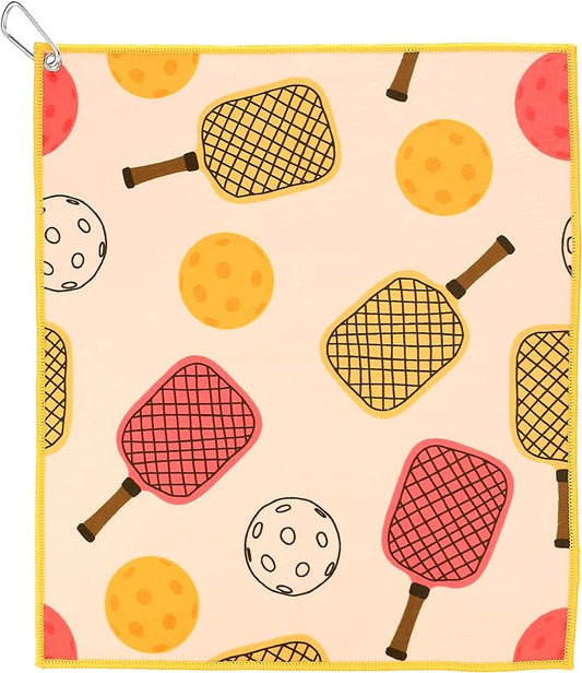 Millie Rose Pickleball Towels in Fashionable Prints - Cute 15x17 inch Microfiber & Cotton Athletic Towels with Carabiner Clip - Pickleball Accessories, Pickleball Gifts (OPA!)