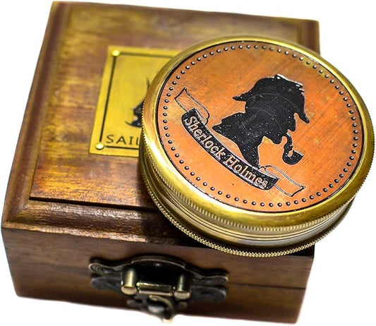 Sailor's Art Pocket Compass | Camping Travelling Equipment | Boat Brass Chain Compass with a Beautiful Quote| Nautical Navy Directional Compass | Table Top