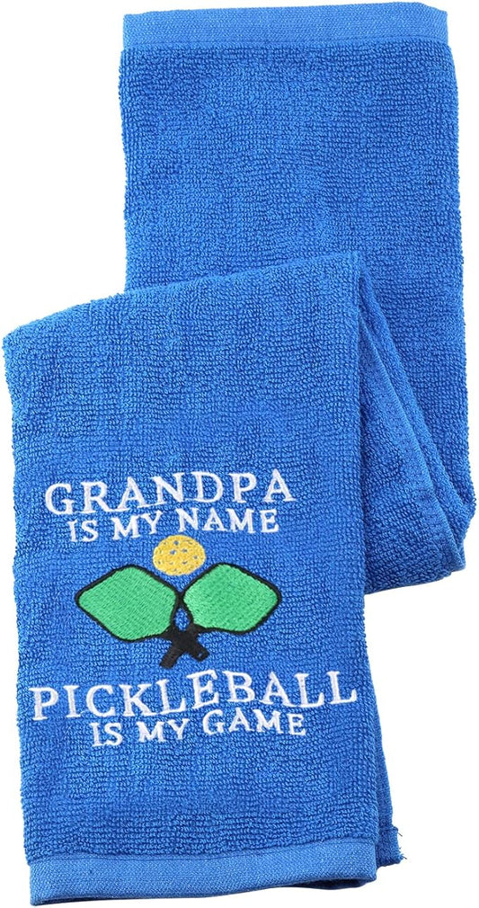 PWHAOO Pickleball Lover Towel Grandpa Is My Name Pickleball Is My Game Towel Grandpa’s Pickleball Gift (GRANDPA IS MY NAME T)