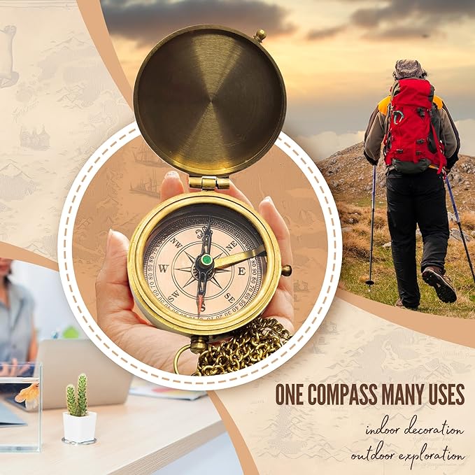 Brass Compass, Birthday Christmas Graduation Day Gift for Teenage Boys Girls Men Women