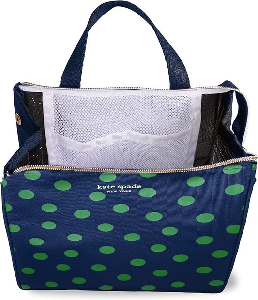 Kate Spade New York Cute Lunch Bag for Women, Large Capacity Lunch Tote, Adult Lunch Box with Silver Thermal Insulated Interior Lining and Storage Pocket (Sonnet Dot)