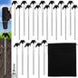 JaGely 20 Pcs 12 Inch Screw in Tent Stakes Heavy Duty Ground Anchors Metal Threaded Tent Spikes Camping Stake Screw in Tent Pegs Screw with Hex Head Driver for Camping Travel Decor Outdoor (Black)