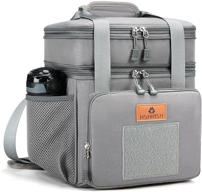 Expandable Large Tactical Lunch Box for Adults, Durable Insulated Lunch Bag with Lots of Storage Space, Cooler Bag for Men Women Work Outdoor Picnic Trips, 24 Cans/16 L, HSHRISH