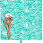 WEKAPO Beach Blanket Waterproof Sandproof Oversized Extra Large Sand Free Beach Mat with Stakes, Storage Bag - Essentials for Outdoor Beach, Picnic (Turquoise Ocean Waves, 8 X 7 FT (1~4 Person))