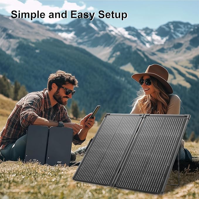 100 Watt Portable Solar Panel Kit with 10A PWM Controller,23.5% High Efficiency & IP68 Waterproof,Foldable Lightweight Design for RV/Camping/Battery,Off-Grid Power Stations,Camping Essentials