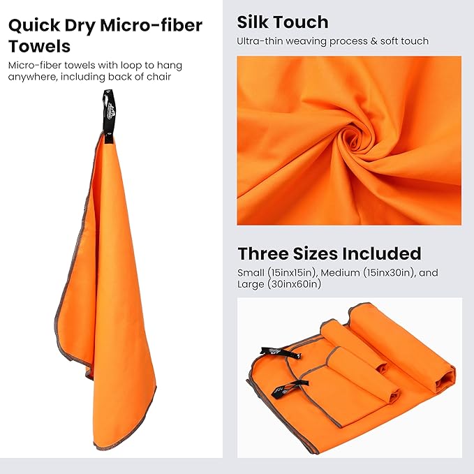 Portable Camping Chair with 3 Towels | Compact, Foldable & Sturdy - Lightweight Backpacking Chair for Camping, Hiking, Beach, Tailgates and More | 330 Lbs Capacity
