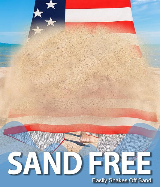 Microfiber Beach Towel – Flag Quick Dry Lightweight Sand Free Oversized Large Towel Accessories Travel Must Have Swim Pool Yoga Camping Summer Essentials Packable Sandproof Gift