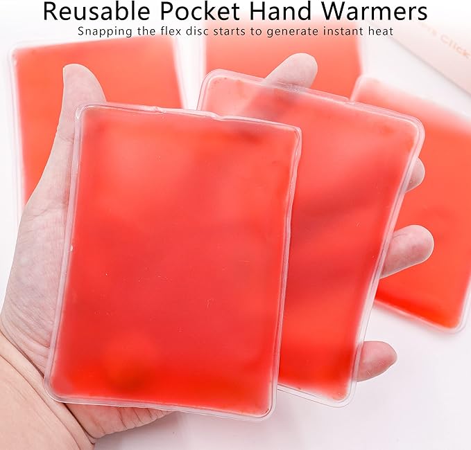 Reusable Pocket Hand Warmers,Reusable Snap Heat Pack, Hand Warmers Click, Hand Warmers Boil Click Heat Pocket Hand Warmer, Pouch Gel Hand Warmers Cute Long Lasting Warmth for Camping, Outdoor,White