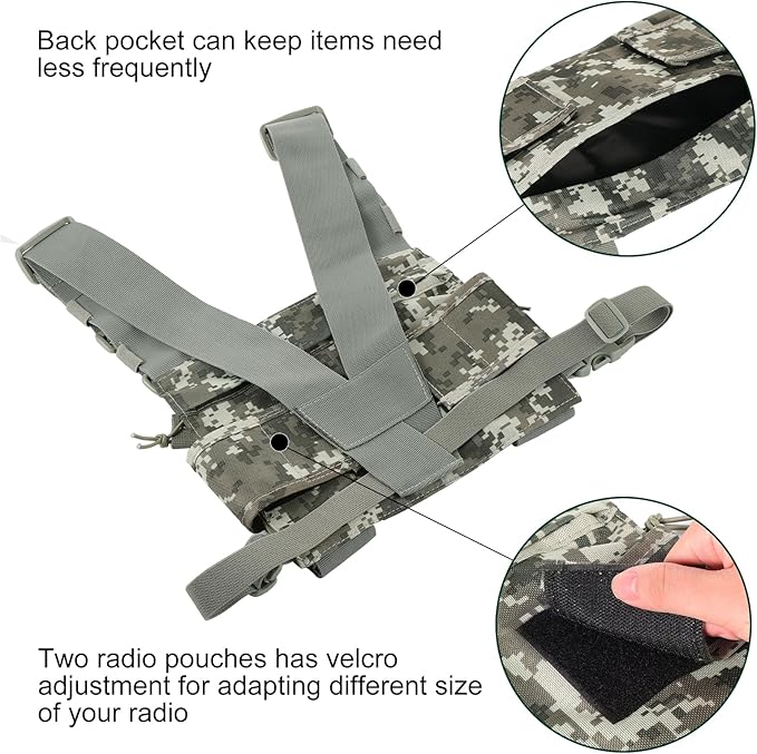 abcGoodefg Radio Chest Harness Chest Front Pack Pouch Holster Vest Rig for Two Way Radio Walkie Talkie(Rescue Essentials)