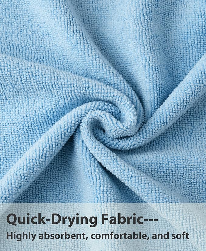 Weecreeture Hooded Towel Poncho with Zipper and Pocket, Surf Poncho for Men and Women, Beach Bath Changing Robe Cover Up Light Blue XL