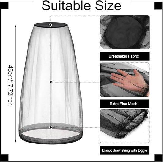 Funtery 12 Pcs Mosquito Head Mesh Face Fly Netting Hood Protecting Sun Fishing Hat with Net for Men Women