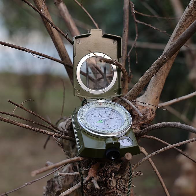 Posinly Multifunctional Military Compass with Inclinometer, Sighting, Optic, Resistant & Waterproof Compass, Essential for Hiking, Camping, Scouting