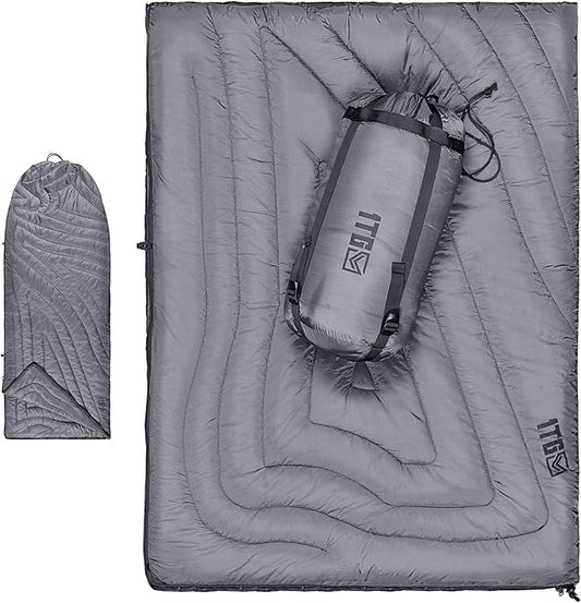 3M Thinsulate Insulation Camping Blanket, Packable, Lightweight Camp Quilt with Footbox, Zippered, Outdoor Sleeping Blanket for Backpacking, Travel, Stadium, Beach