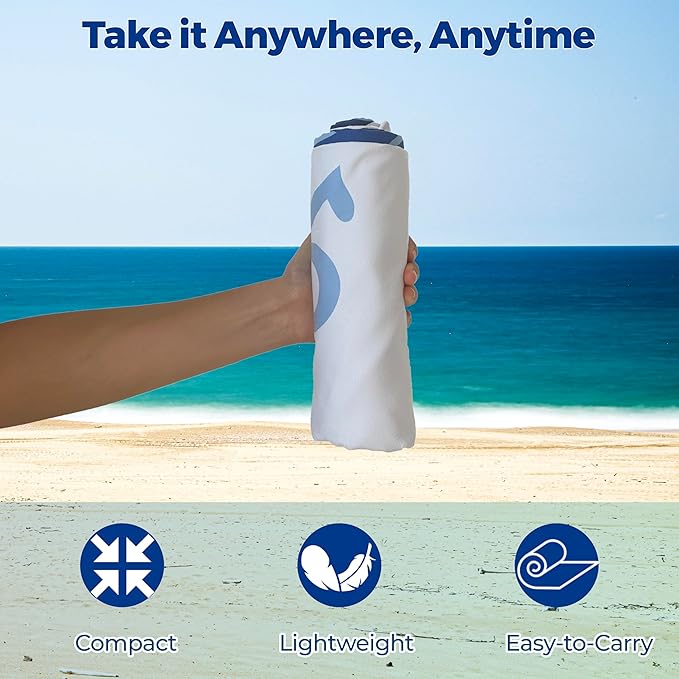 Microfiber Beach Towels - Soft & Lightweight - Absorbent, Quick Dry, Sand Free - Perfect for Beach, Pool, Travel, Camping, Picnic, Yoga - Matching Travel Bag - XL - Mediterranean Blue
