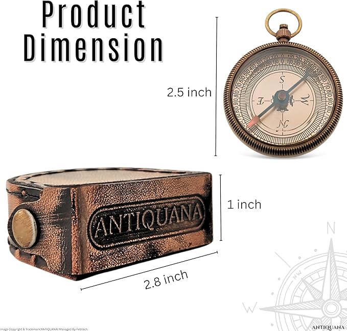 God is with You Wherever You Go Engraved Compass with Authentic Leather Case Brass Compass Directional Compass, Baptism Gifts for Boys & Girls, First Communion (BLC2)